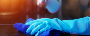 blue rubber glove
